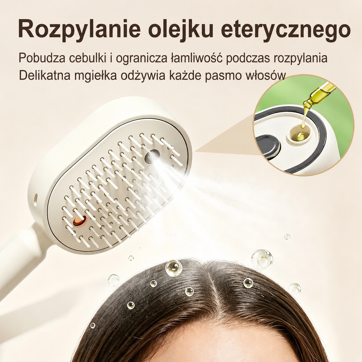 Rozpylanie delikatnej mgiełki podczas czesania