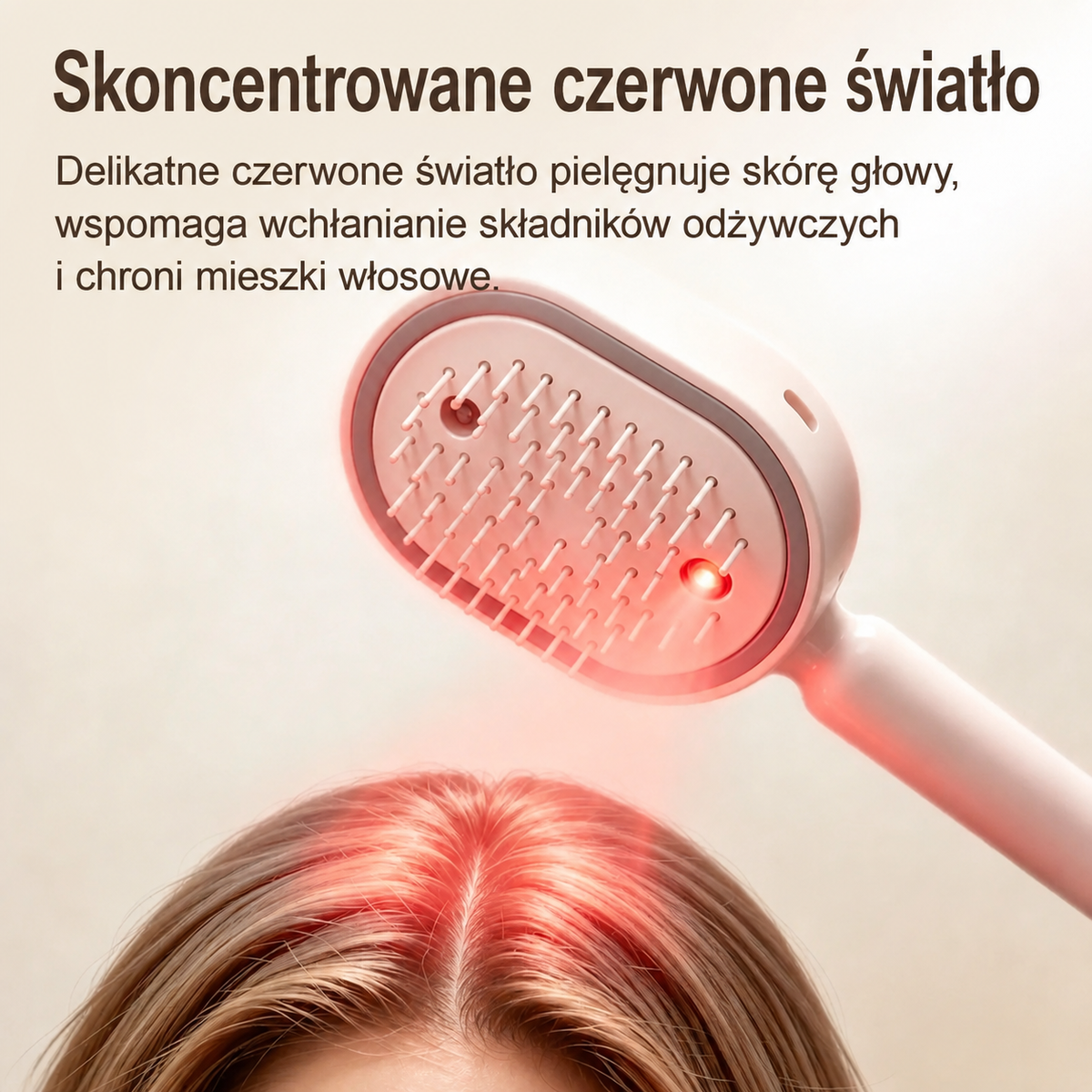 Skoncentrowane czerwone światło do pielęgnacji skóry głowy