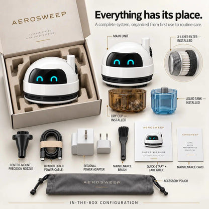 AeroSweep complete in-box configuration with corrected taller main-unit proportions