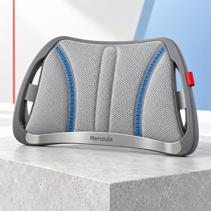 Renzula AirMesh Lumbar Support detail and installed view
